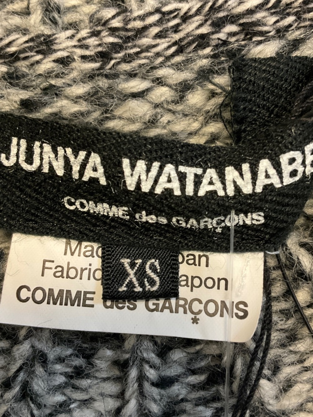 JUNYA WATANABE BLACK / GREY TWEED AND SHEER CHIFFON MIDI DRESS - Picture 4 of 6